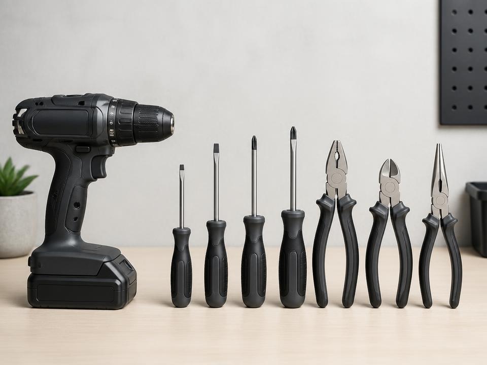 Cordless drill and bit set